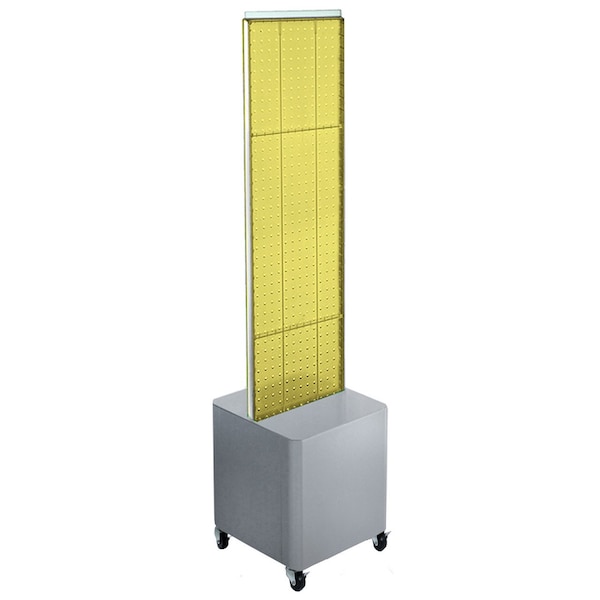 Two-Sided Pegboard Floor Display on Wheeled Studio Base